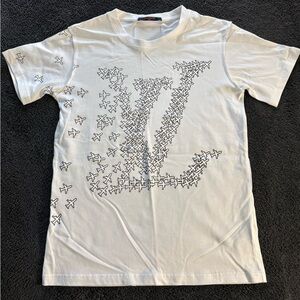Louis Vuitton White Tee with Black Graphic
